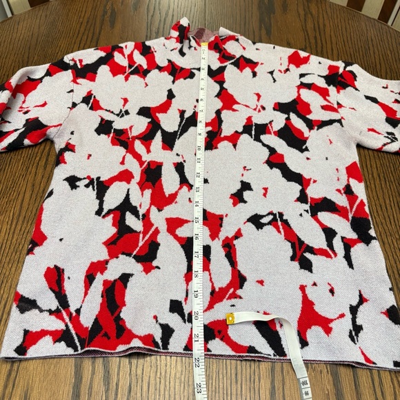 Anthropologie Mock Neck Floral Lizzy Knit Sweater Size Small Red Gray & Black - Picture 5 of 12